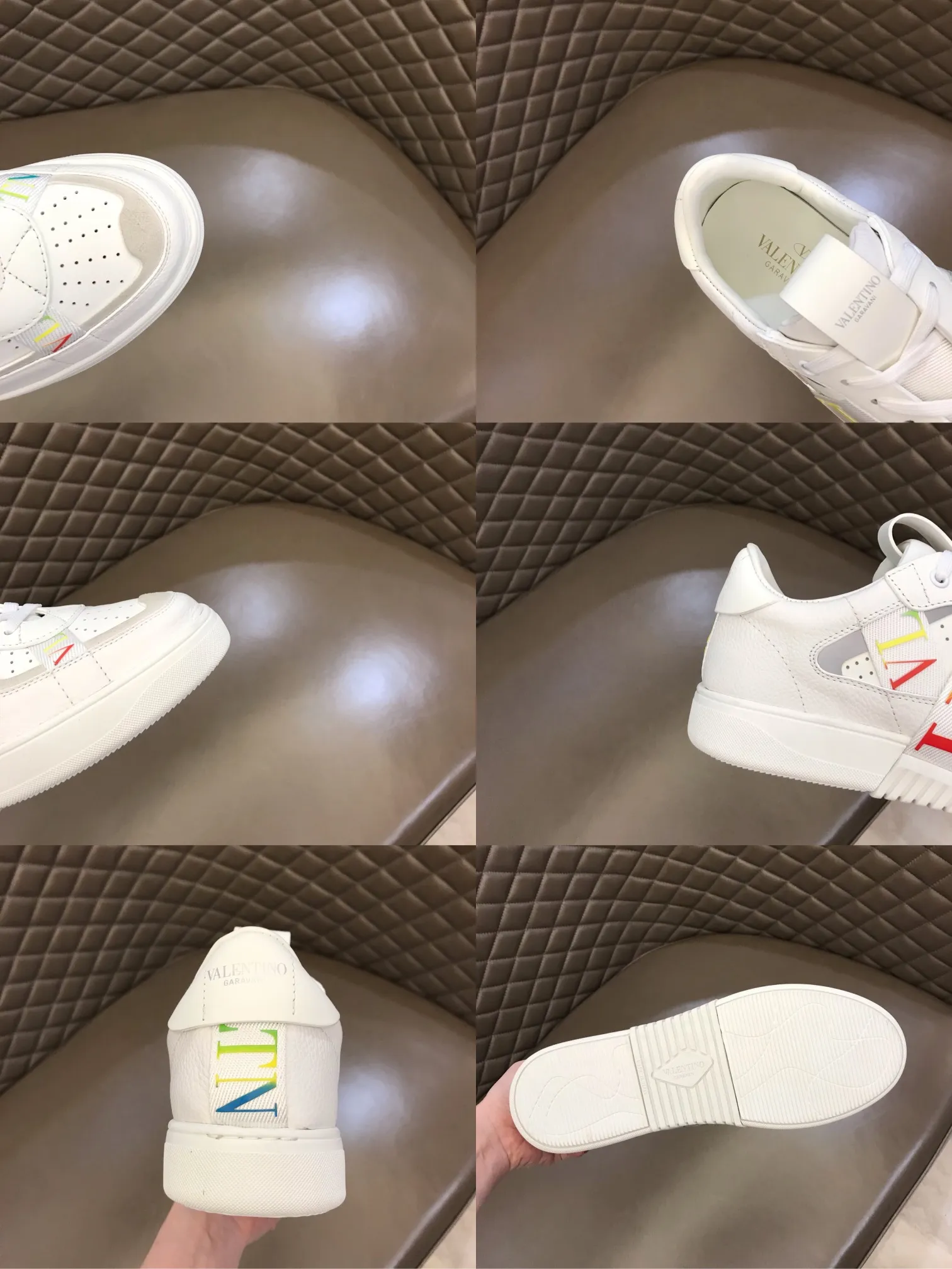 p440 "Valentin*" new spring and summer calfskin lace-up sneakers. No man should be able to refuse these shoes. The classic color scheme is so handsome! Purchase a high-precision replica of the original version to instantly sell off the market currency! 6 VLTN logo rubber effect straps - Valentino Garavani Logo printed on the back and tongue, all materials are customized to ensure quality! Size: 38-44